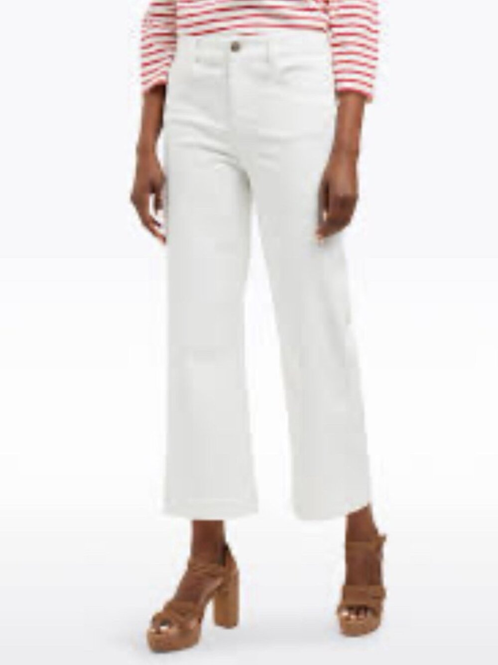 Draper James RSVP Pants Women's 14White Curvy Wide Leg High Rise Stretch Twill